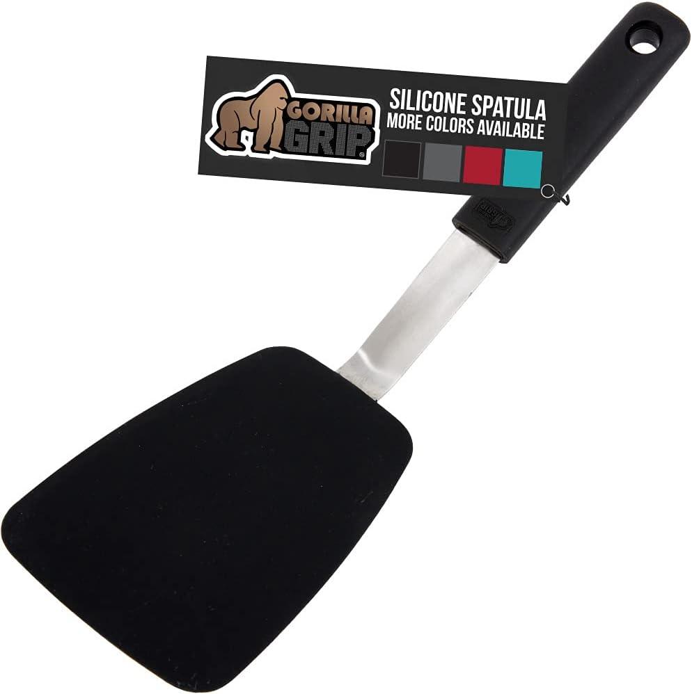 Black Silicone and Stainless Steel Turner, 11.6" x 3"