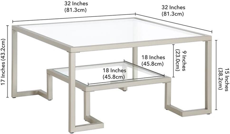 Henn&Hart Satin Nickel Square Coffee Table