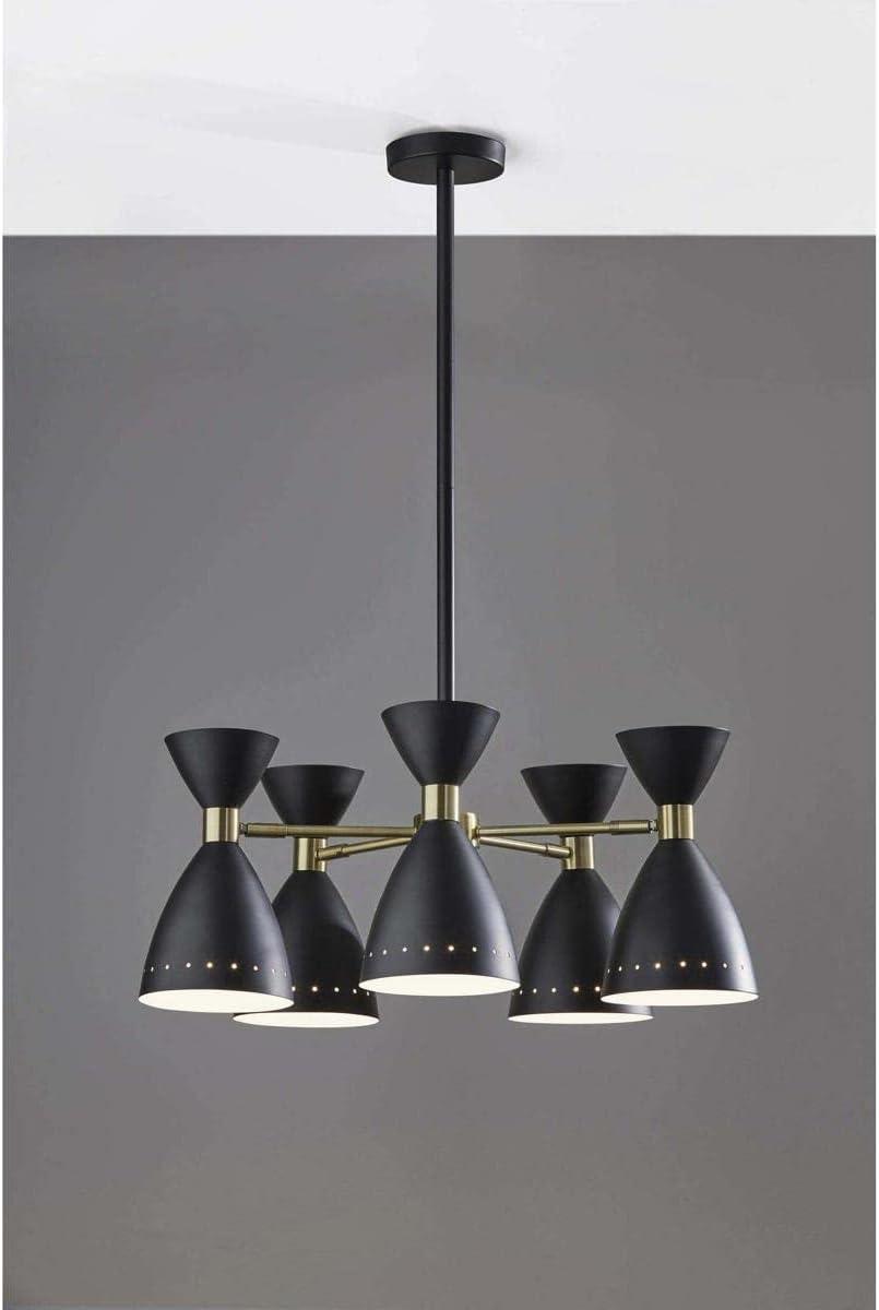 5-Head Oscar Pendant Black - Adesso: Mid-Century Modern, Adjustable, Overhead Island Lighting, ETL Listed