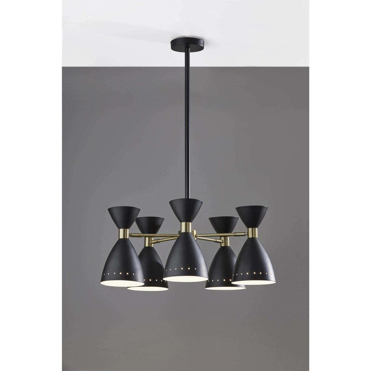 5-Head Oscar Pendant Black - Adesso: Mid-Century Modern, Adjustable, Overhead Island Lighting, ETL Listed