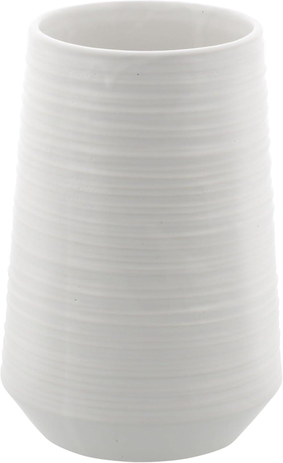 7" White Ribbed Porcelain Vase