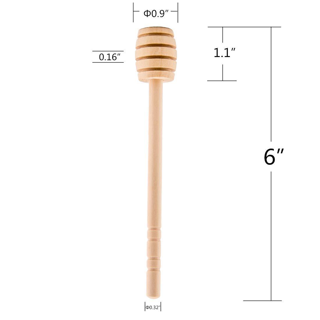 100-Pack 6 Inch Portable Wooden Jam Honey Dipper Honey Sticks for Honey Jar Dispense Drizzle Honey (6inch 100pcs)