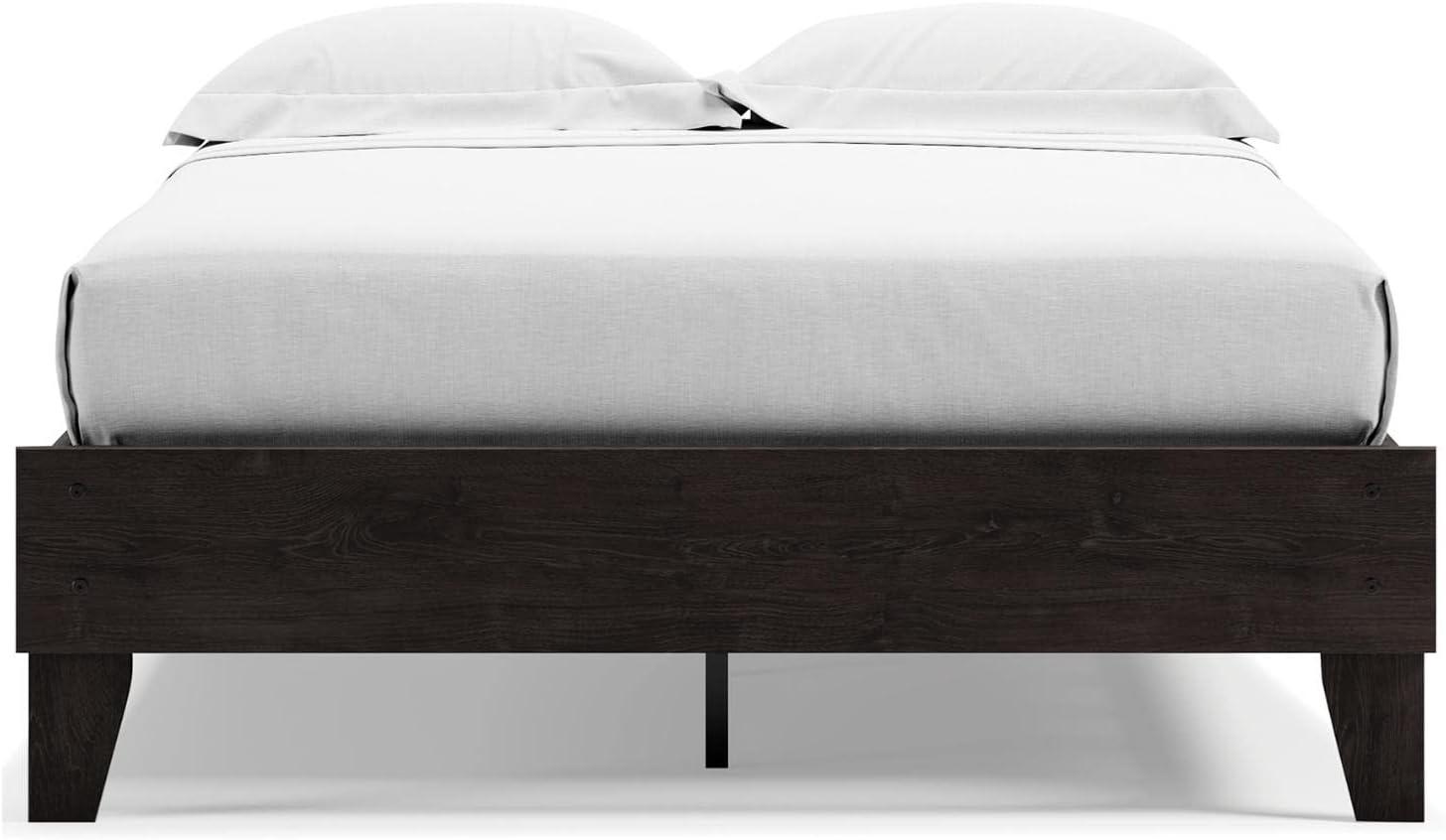 Full Piperton Platform Bed Black - Signature Design by Ashley: Modern Style, MDF Frame, No Box Spring Needed