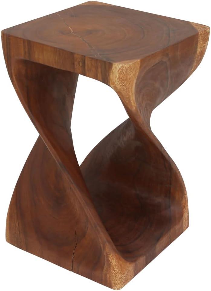 Haussmann® Wood Twist End Table 15 x 15 x 23 inch High Cherry Oil