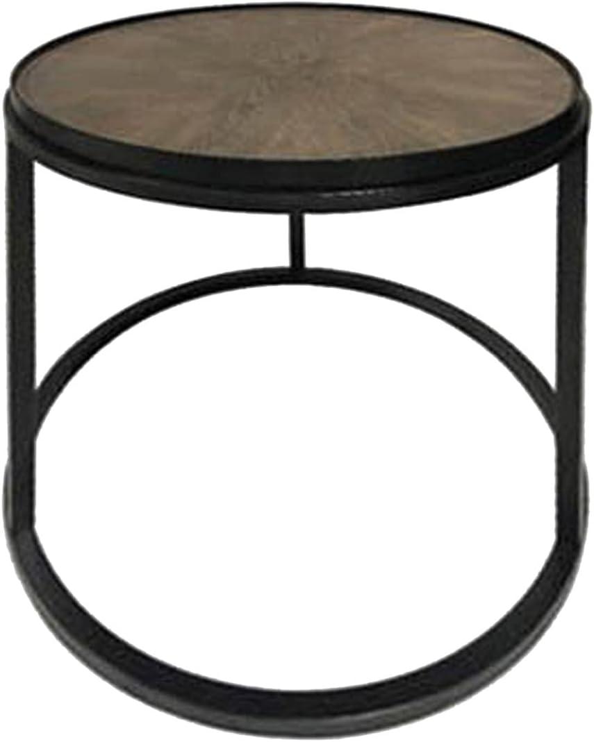 Rodrigo Round End Table Weathered Elm and Gunmetal