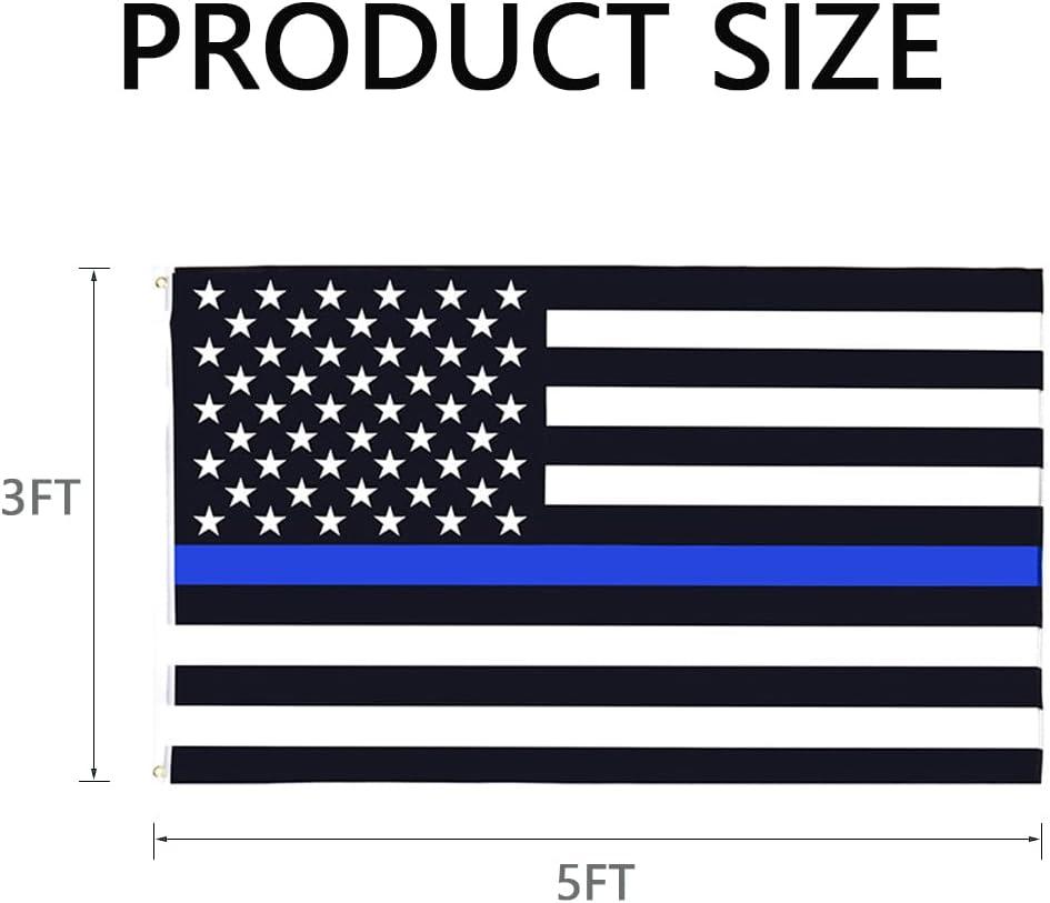Thin Blue Line American Flags for Outside 3x5 US USA Police Flag Outdoor Vivid Color Fade Resistant Double Stitched Blue Line flag with Brass Grommets