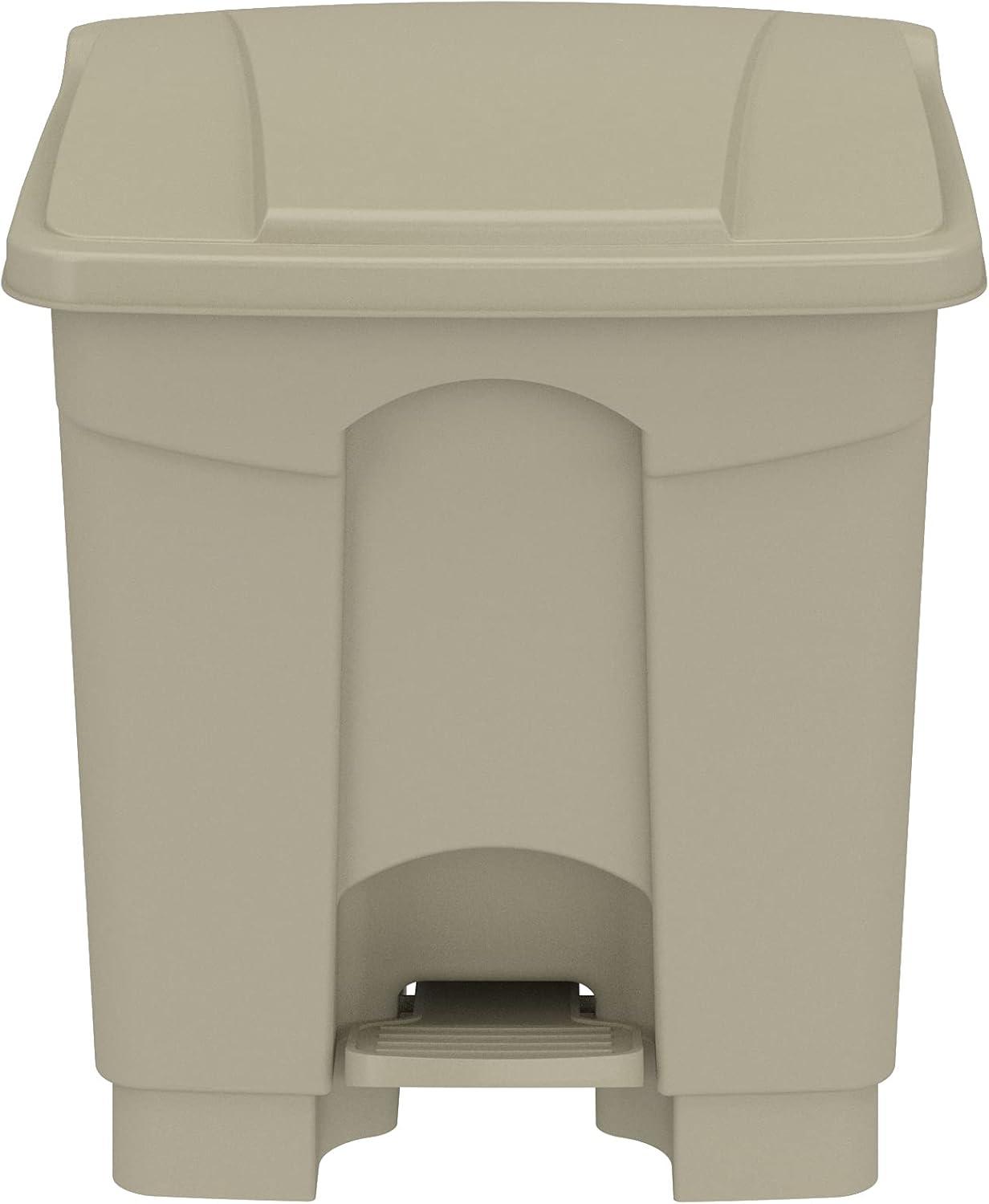 ZiaZbYinY Step-On Indoor Plastic Trash Can, Hands- Disposal, 8 Gallon, Tan