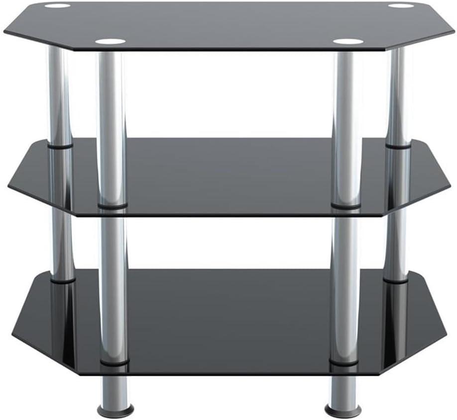 AVF Classic SDC600-A - Stand - corner - for TV / AV System - stainless steel, tempered glass - black glass, chrome effect - screen size: 12"-32" - floor-standing