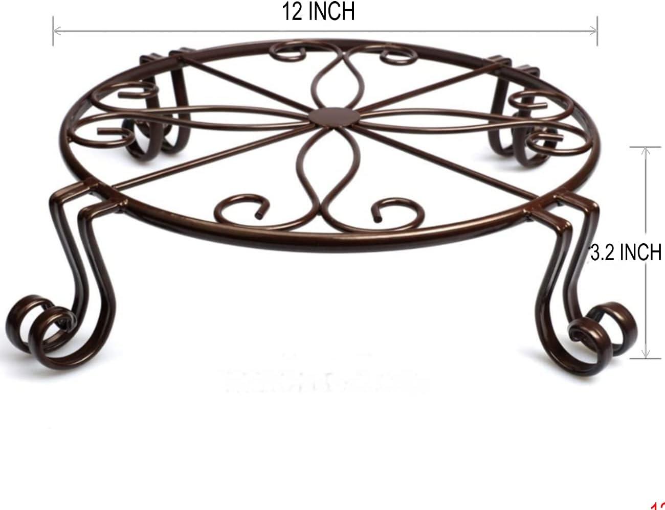 Bronze 12'' Round Wrought Iron Plant Stand Set