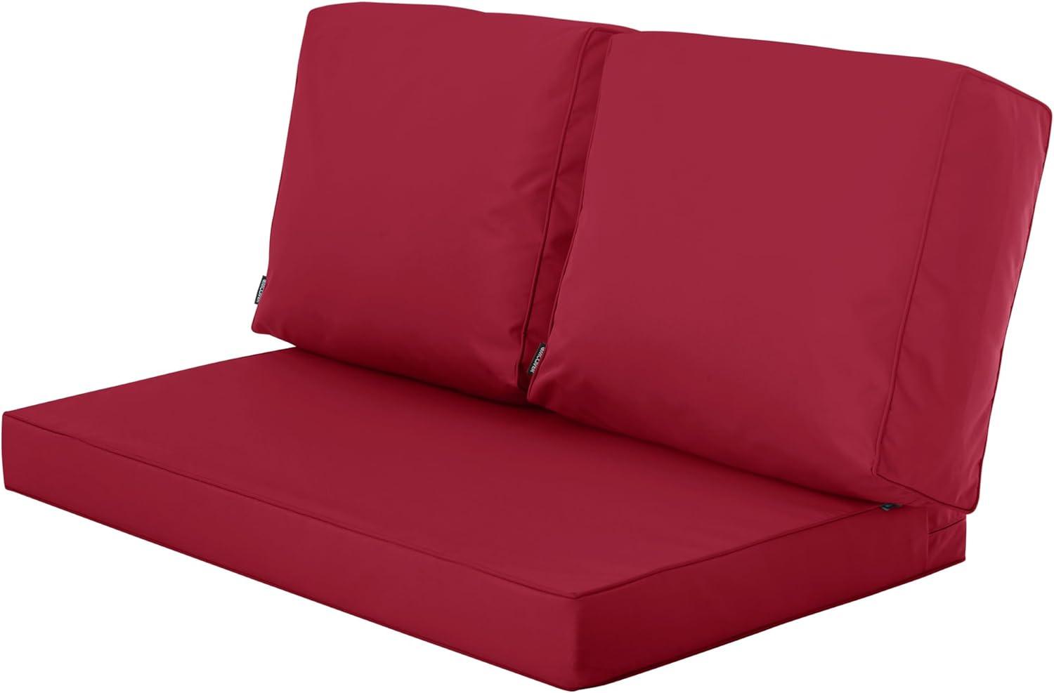 Loveseat Cushion for Outdoor Furniture, Fade and Weather Resistant Deep Seat and Backrest Cushion Set for Patio Couch, 46x24 Inch, Burgundy