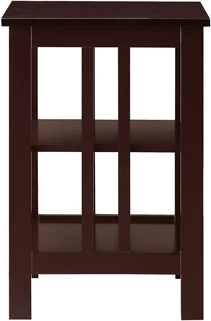 Espresso 24" Rectangular Wood End Table with Shelves