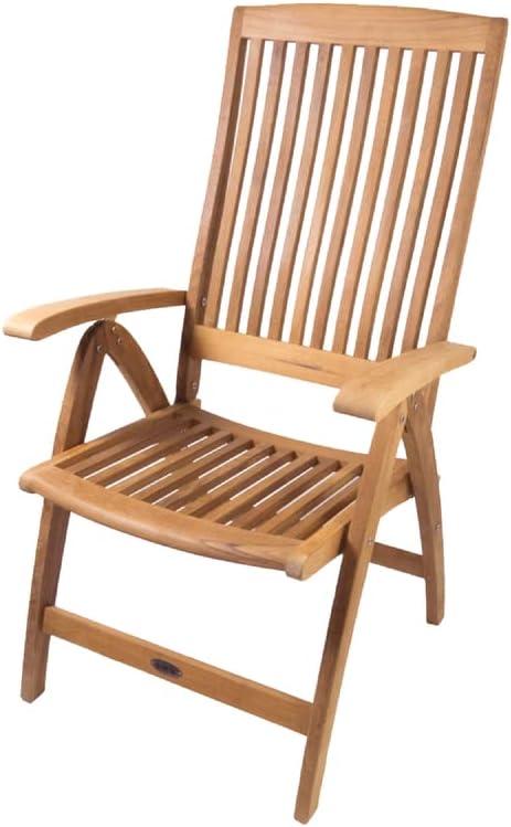 Teak Folding Armchair with Adjustable Backrest