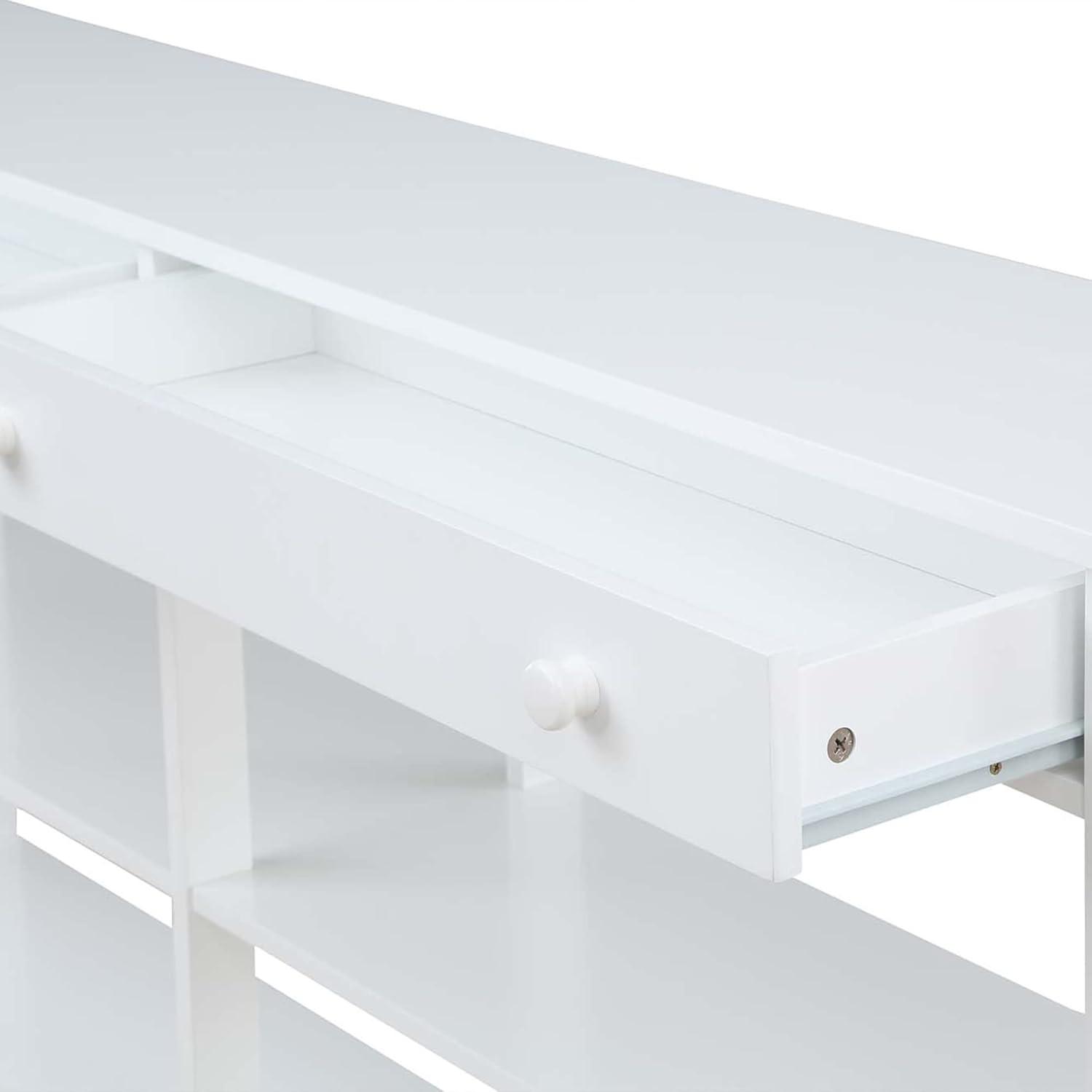 Oxford White 60" Console Table with Storage Shelves and Drawers