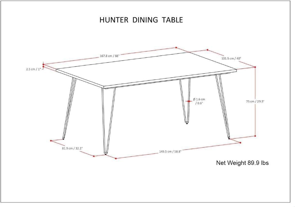 Hunter Solid Wood Top Metal Base Dining Table