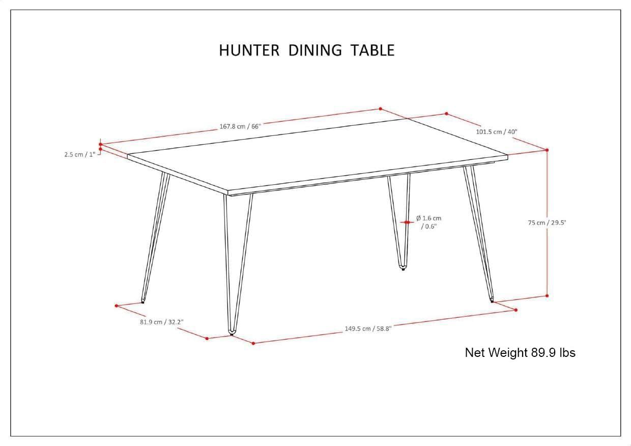 Hunter Solid Wood Top Metal Base Dining Table