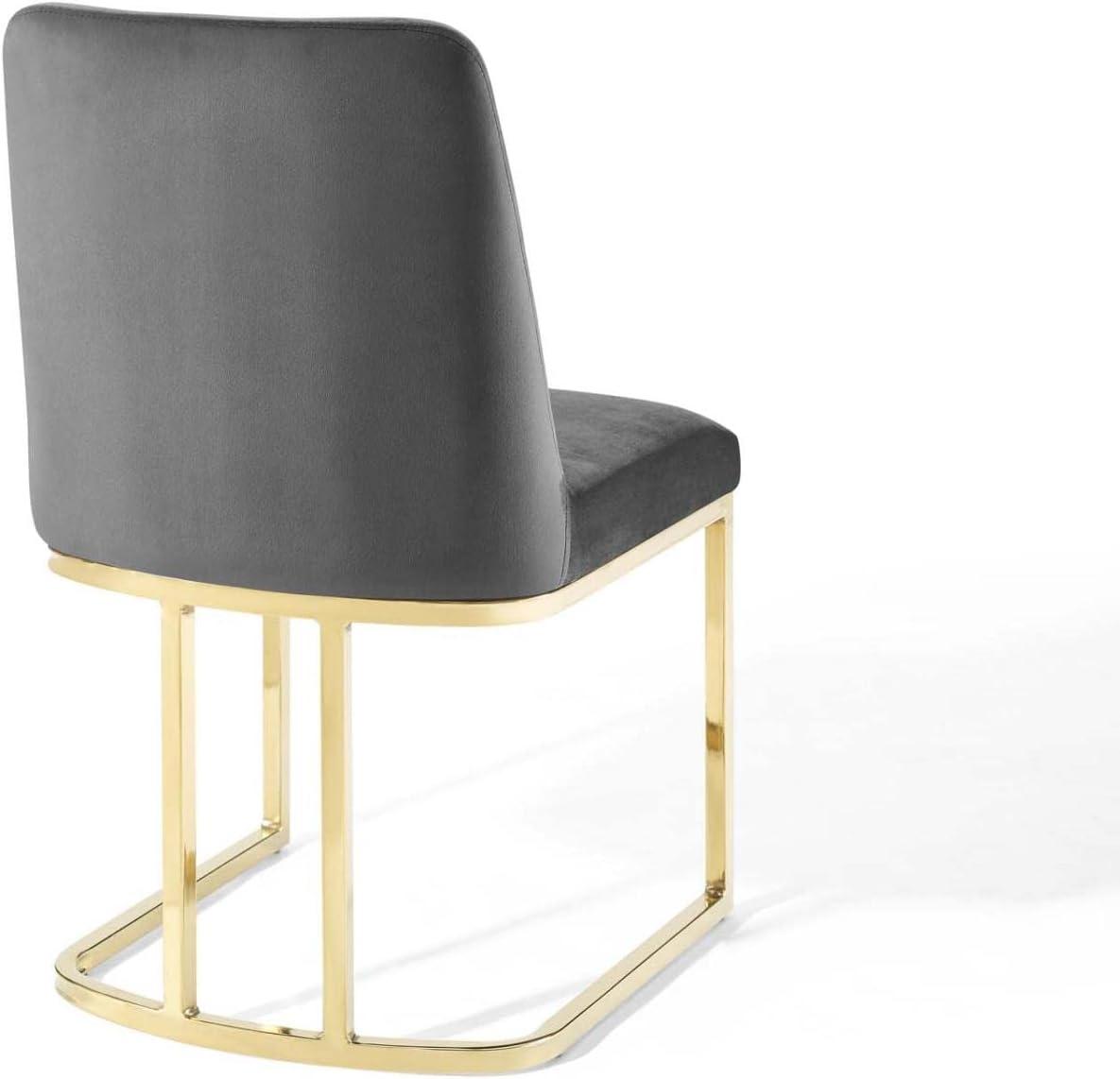 Glam Deco Gold Gray Velvet Upholstered Dining Side Chair