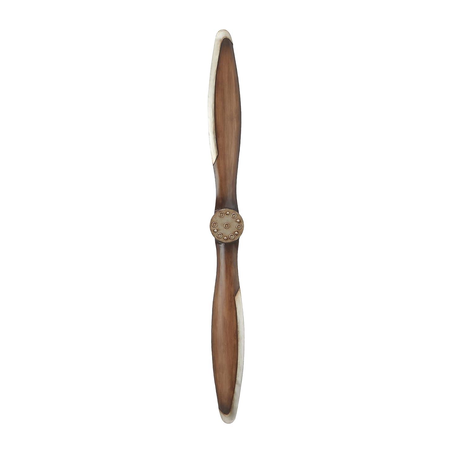 DecMode Brown Metal 2 Blade Airplane Propeller Wall Decor with Aviation Detailing