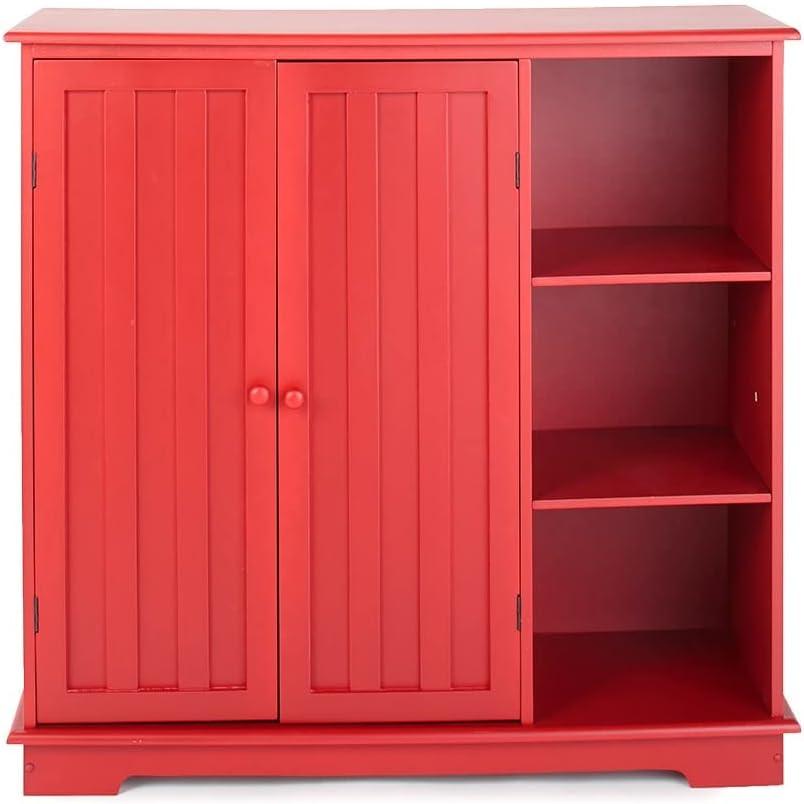 The Lakeside Collection Beadboard Wooden Storage Cabinets - Red