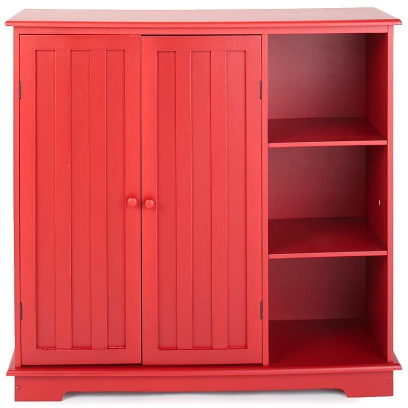 The Lakeside Collection Beadboard Wooden Storage Cabinets - Red