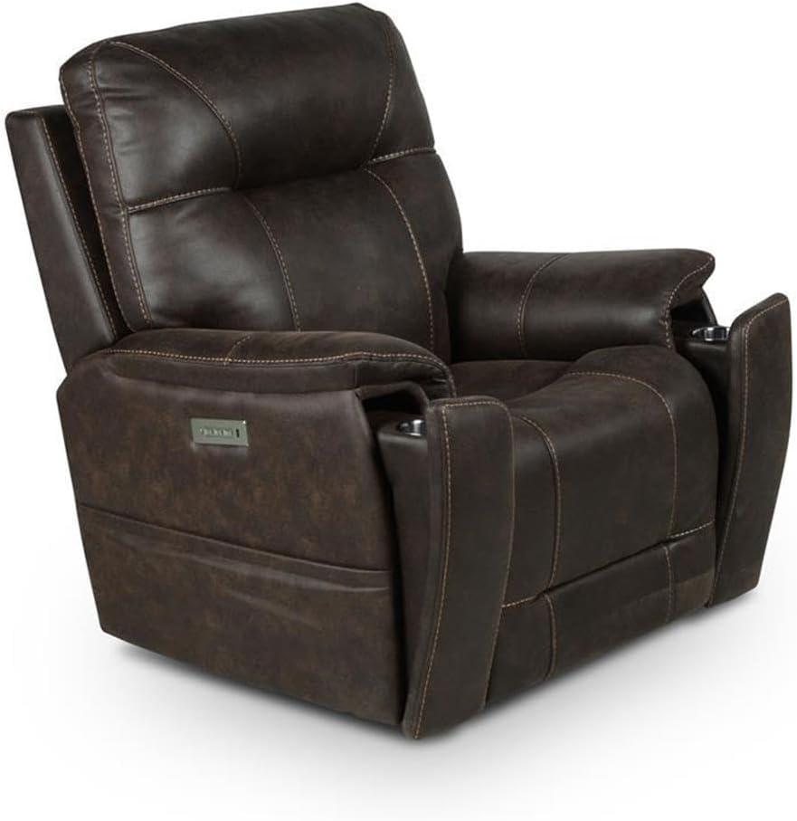 Lexington Power Media Recliner Saddle Brown - Steve Silver Co.: Faux Leather, USB Port, Cup Holder