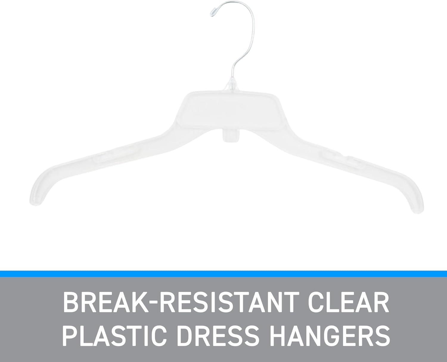 17 inch Break-Resistant Clear Plastic Dress Hangers - Case of 100