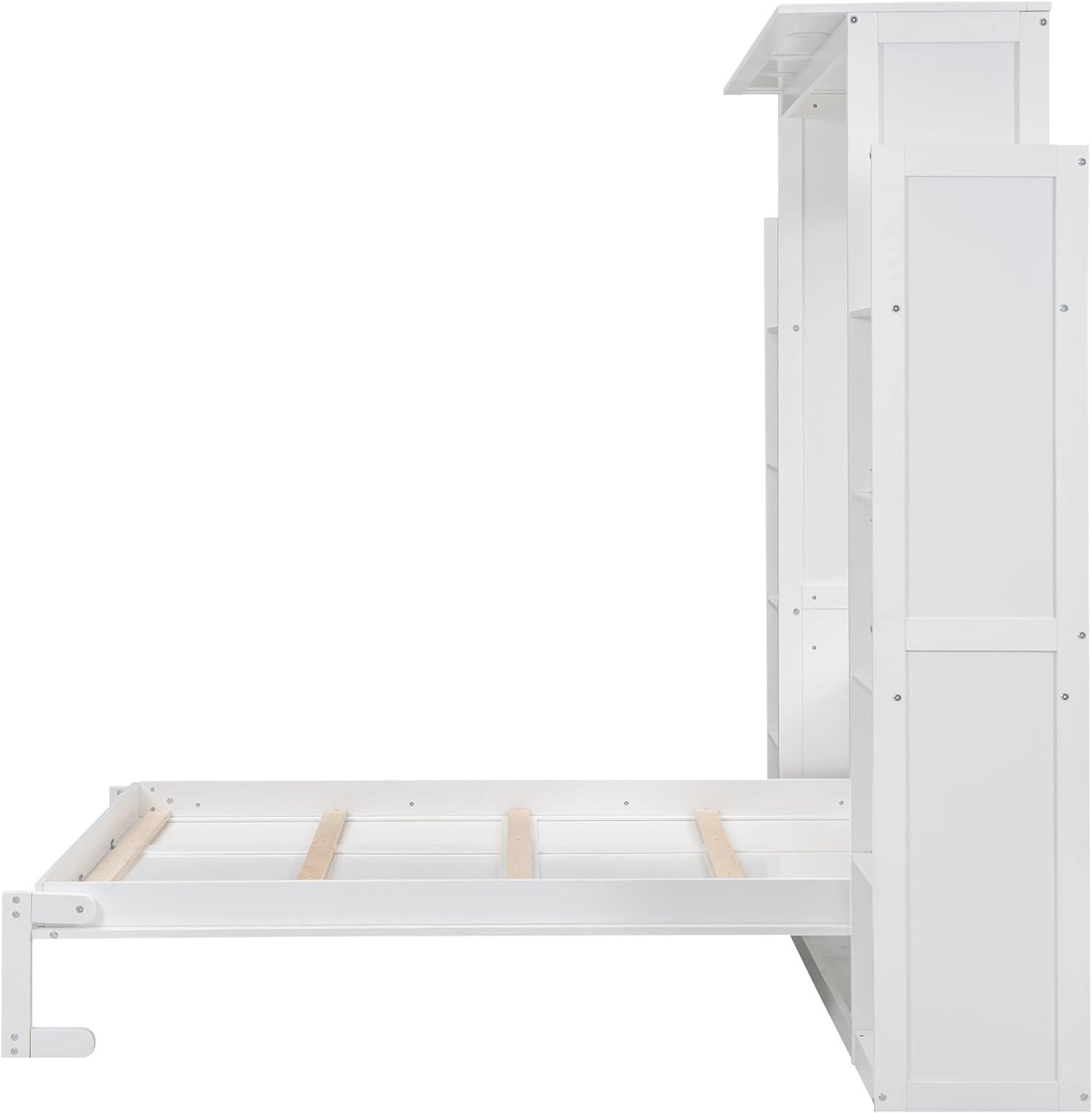 yuanhuan Full Size Murphy Bed Wall Bed With Shelves And LED Lights