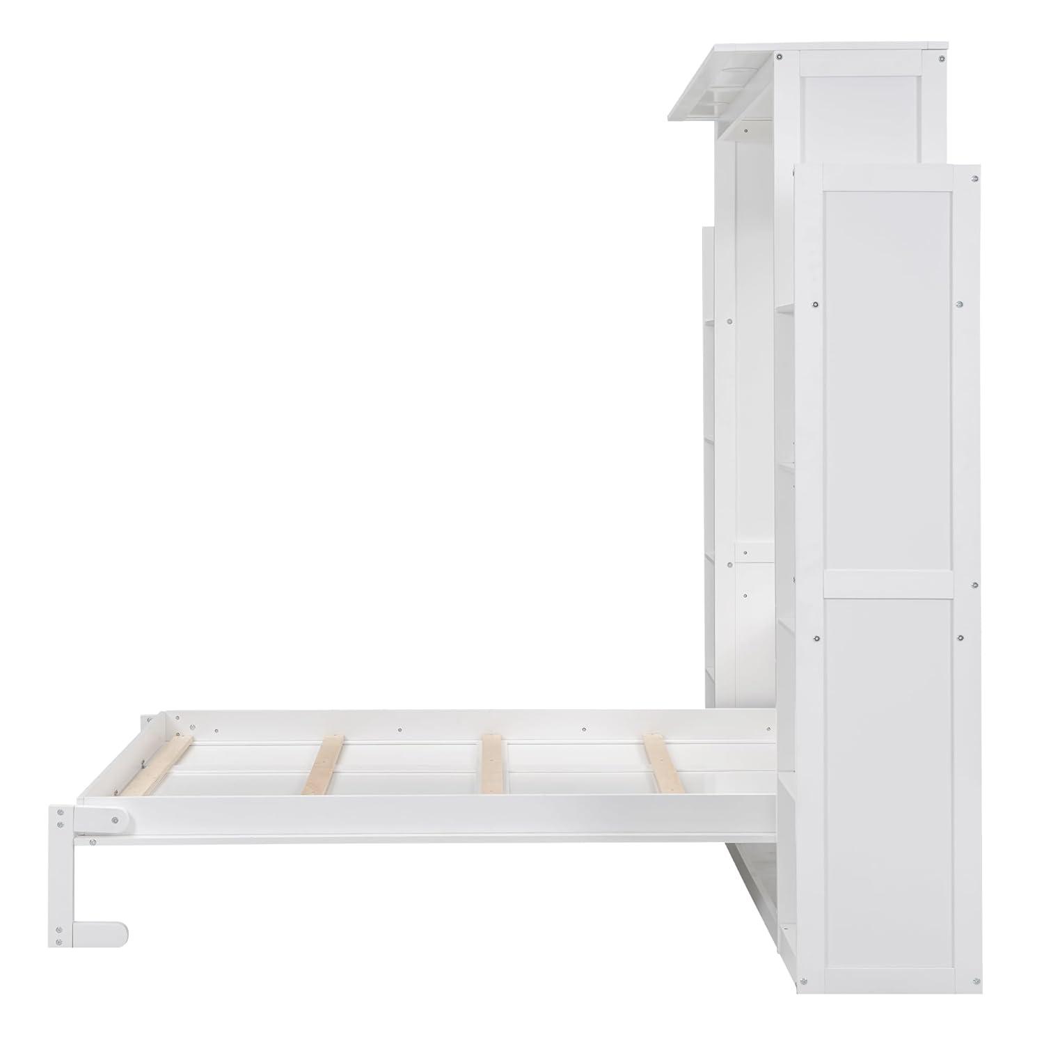 yuanhuan Full Size Murphy Bed Wall Bed With Shelves And LED Lights