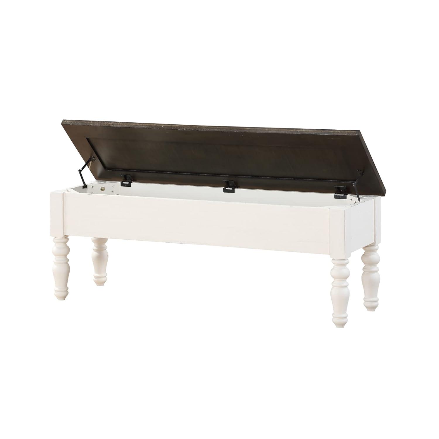 Steve Silver Co. Joanna Two-Tone Storage Bench Ivory/Mocha: Lift-Top Entryway Furniture, Mango Wood Frame
