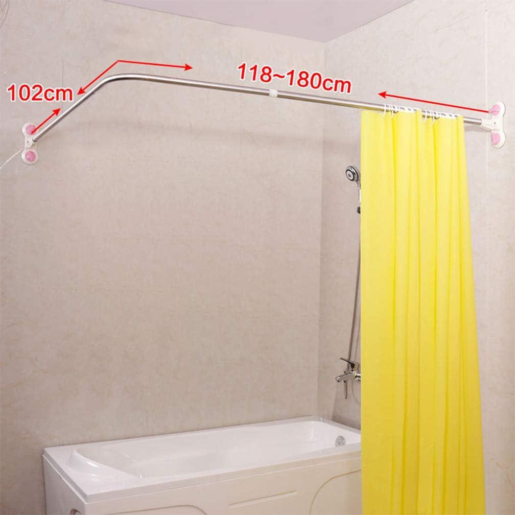 Hershii Curved Corner Shower Curtain Rod Wall Mounted L-Shaped Bathroom Curtain Hanger Pole Decorative Extendable Bathtub Metal Shower Rail Bar 40.15'' x 46.45 ''- 70.86''