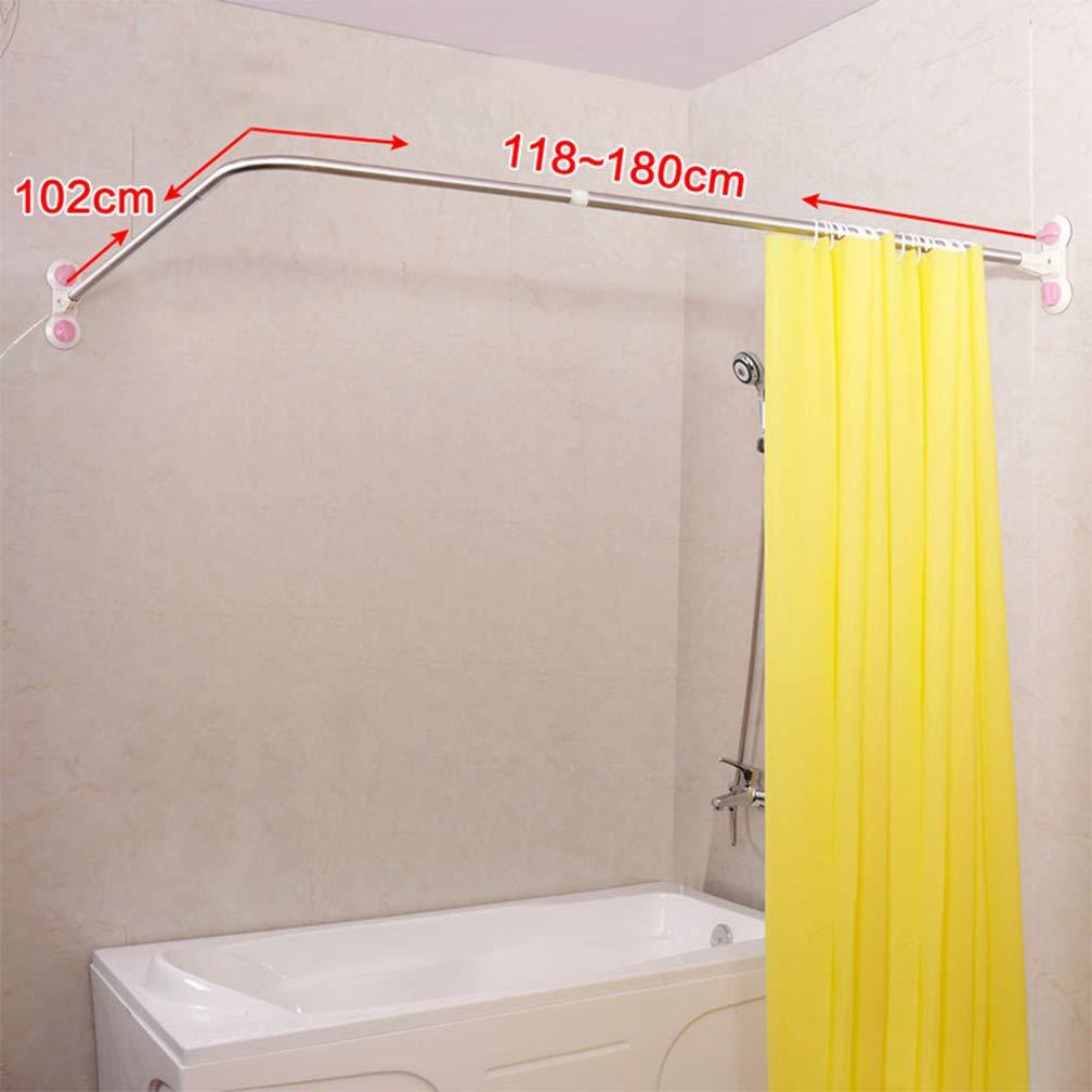 Hershii Curved Corner Shower Curtain Rod Wall Mounted L-Shaped Bathroom Curtain Hanger Pole Decorative Extendable Bathtub Metal Shower Rail Bar 40.15'' x 46.45 ''- 70.86''