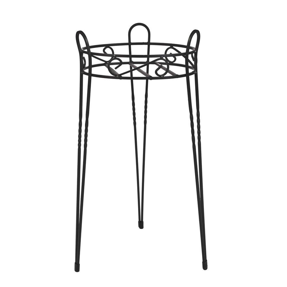 Elegant Canterbury Scroll 21" Black Steel Oval Plant Stand