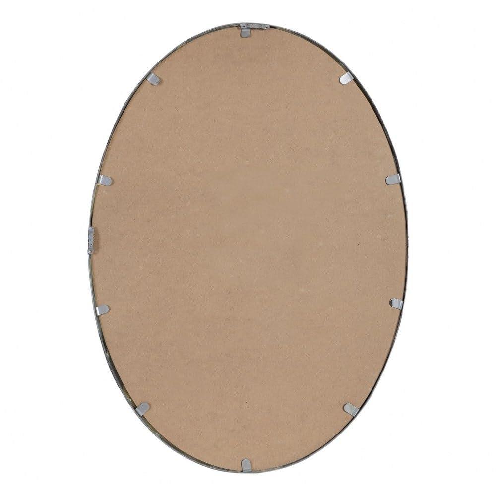 Uttermost Oval Vanity Accent Wall Mirror Modern Polished Nickel Metal Frame 20" Wide for Bathroom Bedroom Living Room Home Office