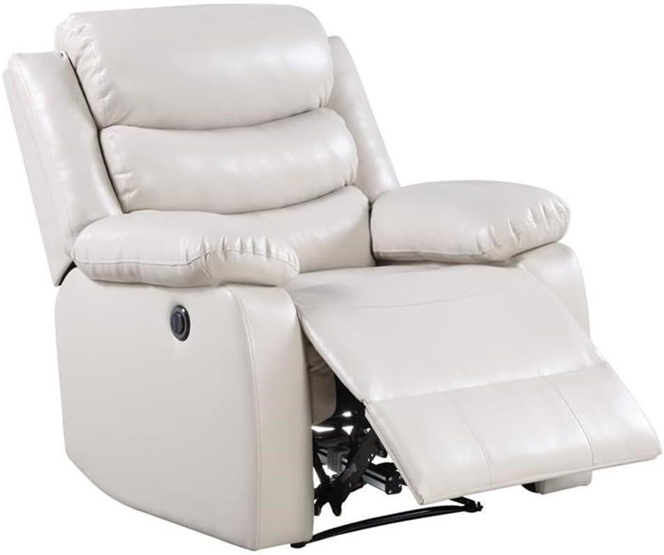 39" Eilbra PU Accent Chair Beige - Acme Furniture: Smooth Faux Leather, Pocket Coil Seating