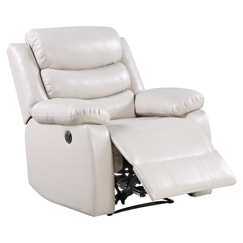 39" Eilbra PU Accent Chair Beige - Acme Furniture: Smooth Faux Leather, Pocket Coil Seating