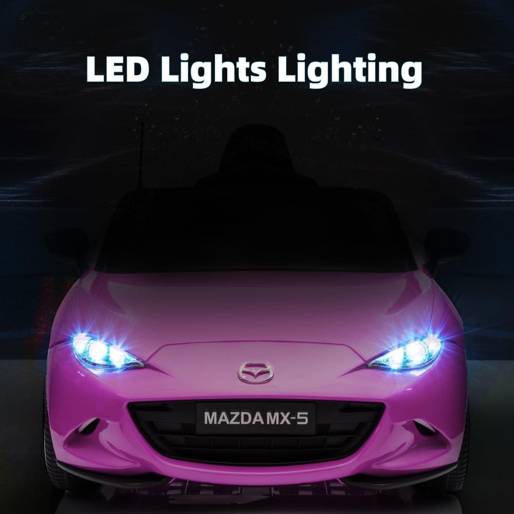 Coche para Niños, mazda mx-5 rf, Coche para Montar con Motor de 12 V con control remoto de 2,4 G, Coche de Juguete Eléctrico de Velocidad Ajustable para Niños de 3 a 6 Años, Blanco