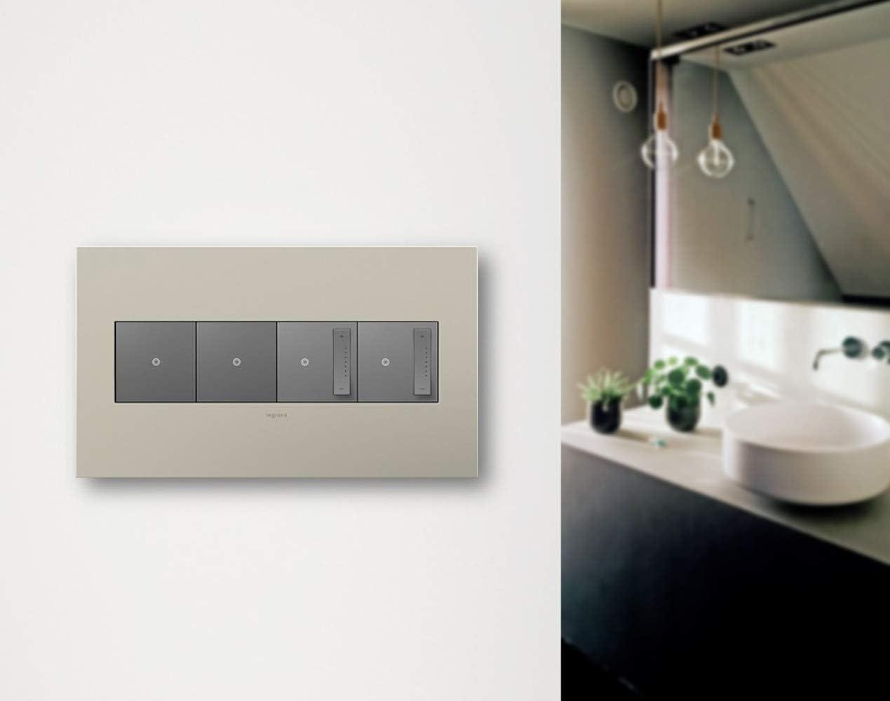 Legrand Awc4g4 Adorne Cast Metal 4-Gang Light Switch / Outlet Cover Wall Plate - Stainless