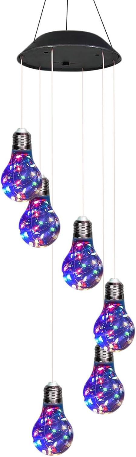 Colorful Lights Solar Wind Chimes for Outside,Wind Chimes Solar Light Bulb Ball for Garden Patio Outdoor Decor,Hanging Lights for Women Grandma Mom Birthday,Christmas Decor for Outdoor Garden Balcony