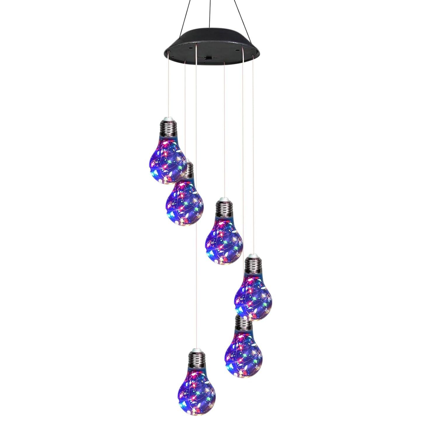 Colorful Lights Solar Wind Chimes for Outside,Wind Chimes Solar Light Bulb Ball for Garden Patio Outdoor Decor,Hanging Lights for Women Grandma Mom Birthday,Christmas Decor for Outdoor Garden Balcony