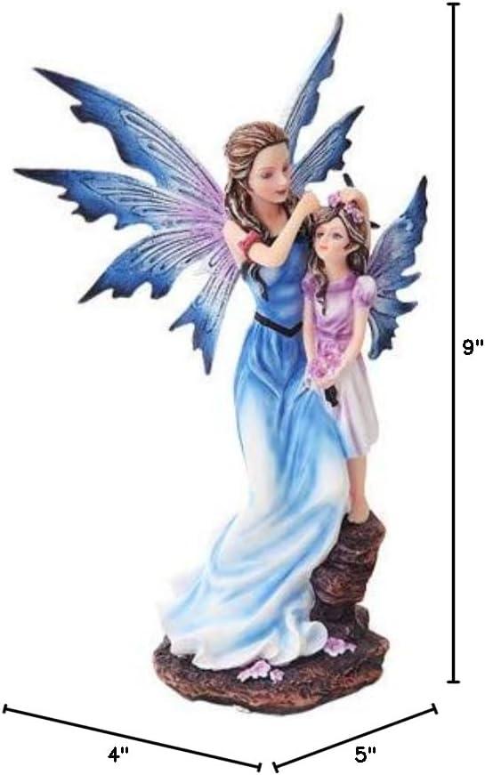 PTC 9 Inch Mother and Young Girl Blue Winged Fairy Statue Figurine