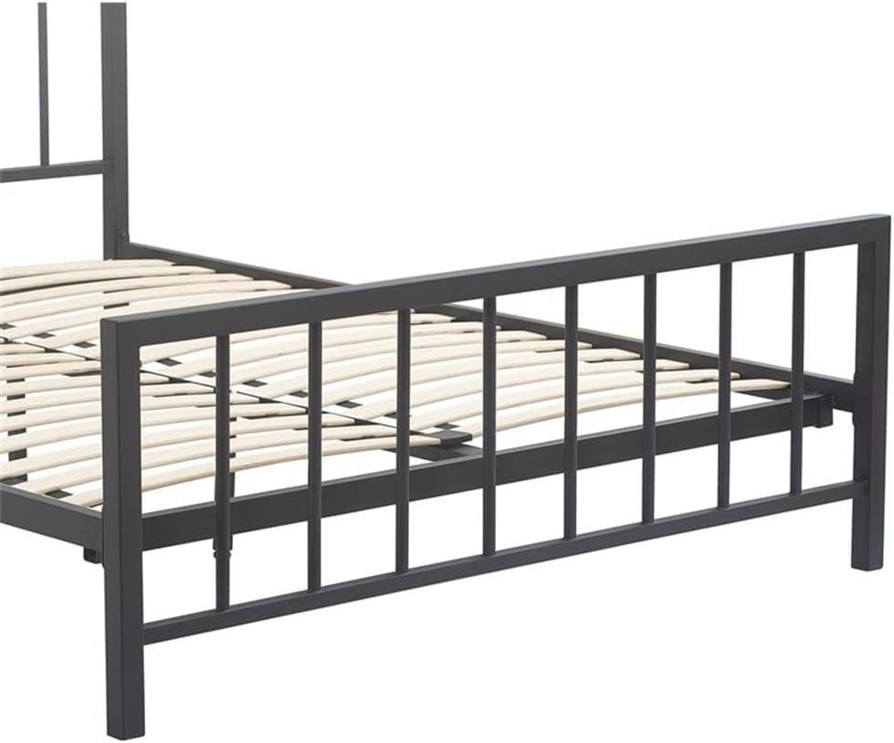 ClickDecor Evans Platform Bed Frame with Matte Black Metal Headboard