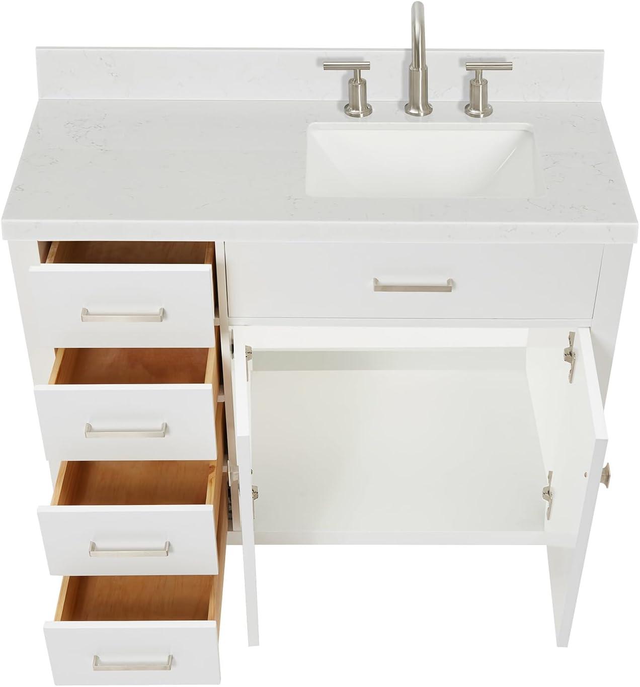 Ariel H036slcqrvo Bristol 36" Free Standing Single Basin Vanity Set - White