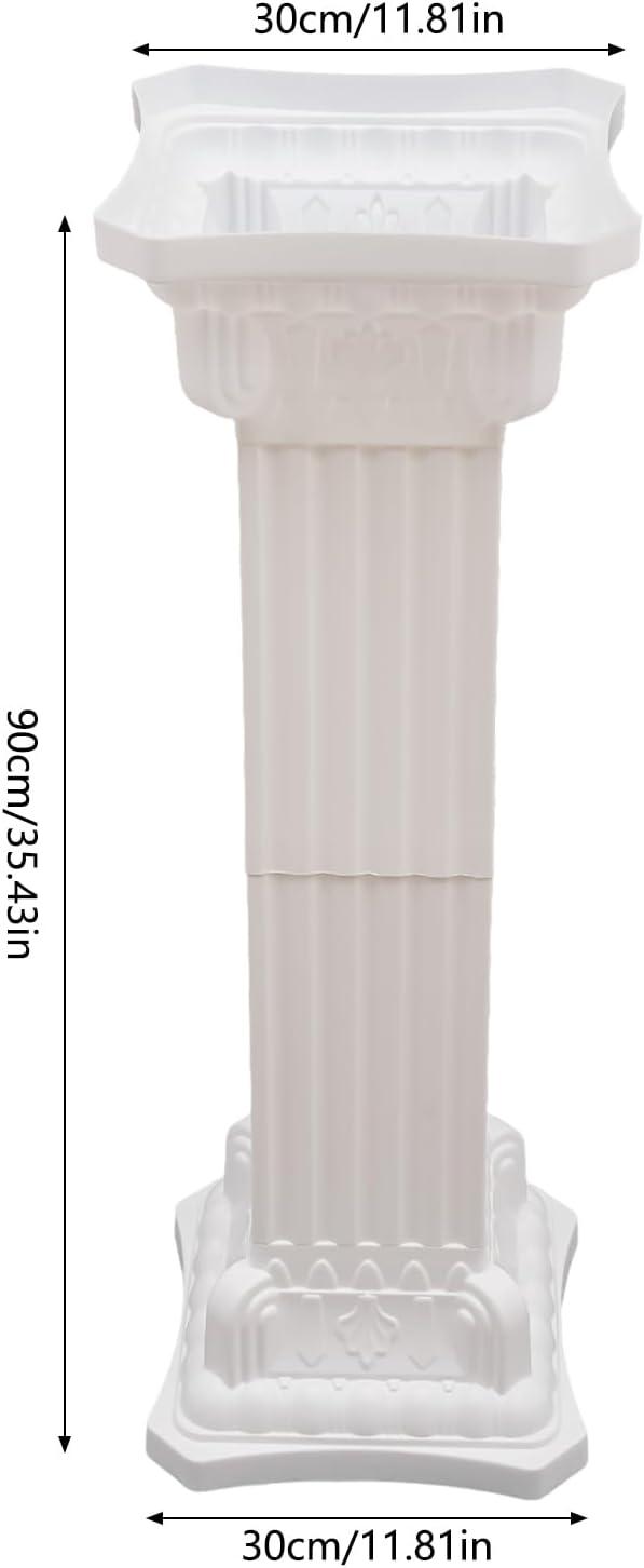 2Pcs European Style Roman Columns Wedding Column Stand Roman Pillar Plastic Greek Column Statue Plant Stand Wedding Event Party Decorative Column Pedestal Flower Pot Holder Decor (10.63x34.65 Inch)