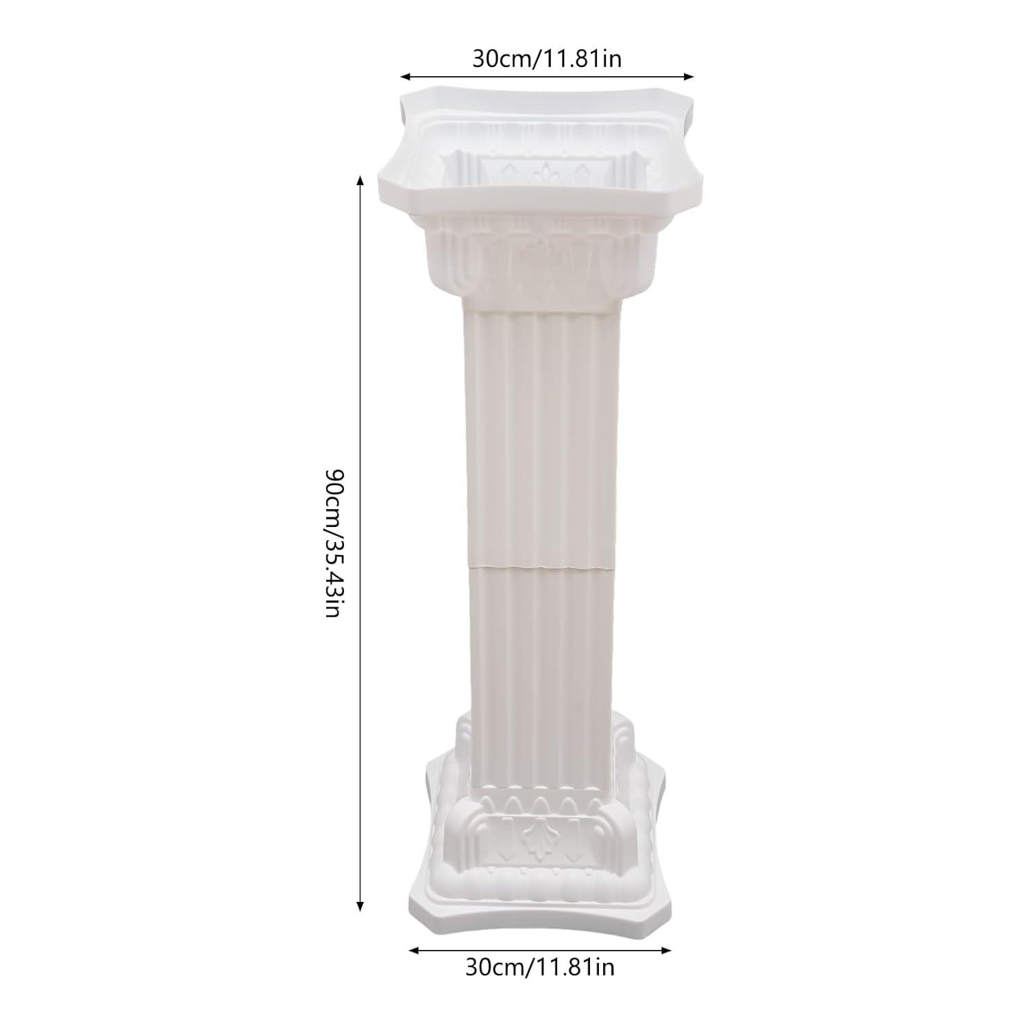 2Pcs European Style Roman Columns Wedding Column Stand Roman Pillar Plastic Greek Column Statue Plant Stand Wedding Event Party Decorative Column Pedestal Flower Pot Holder Decor (10.63x34.65 Inch)