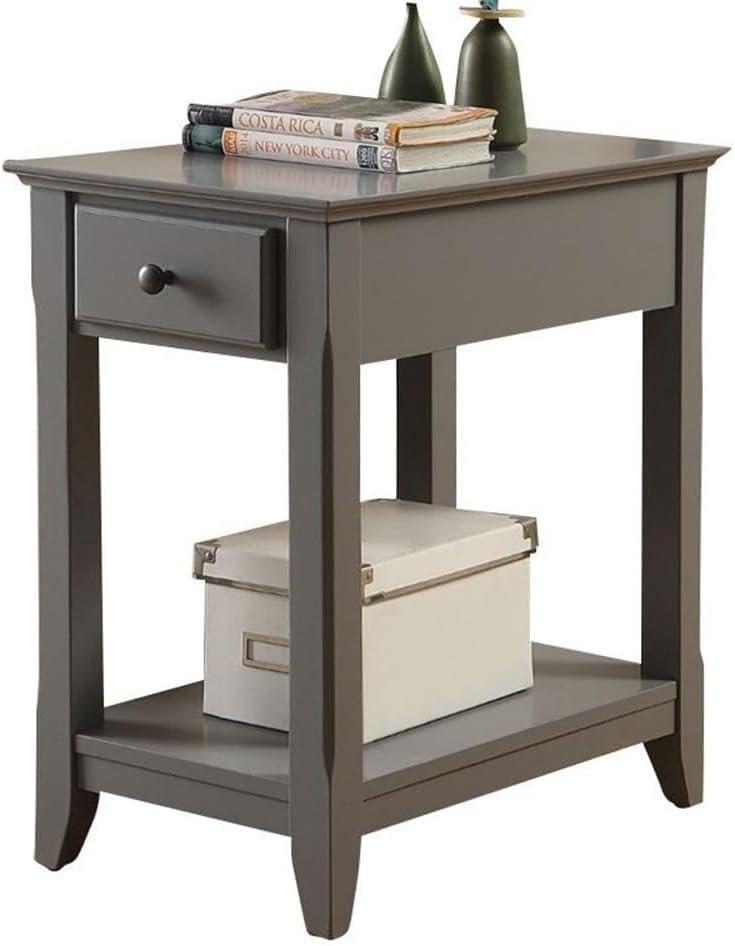 13" Bertie Accent Table Gray - Acme Furniture: Sturdy MDF, Metal Frame, No Assembly Required