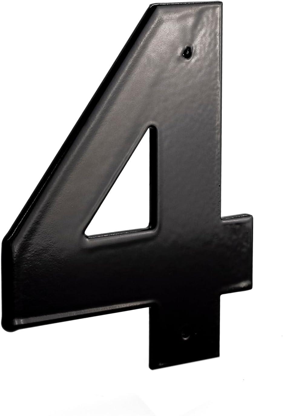 10-Inch Black Aluminum Helvetica House Number 4