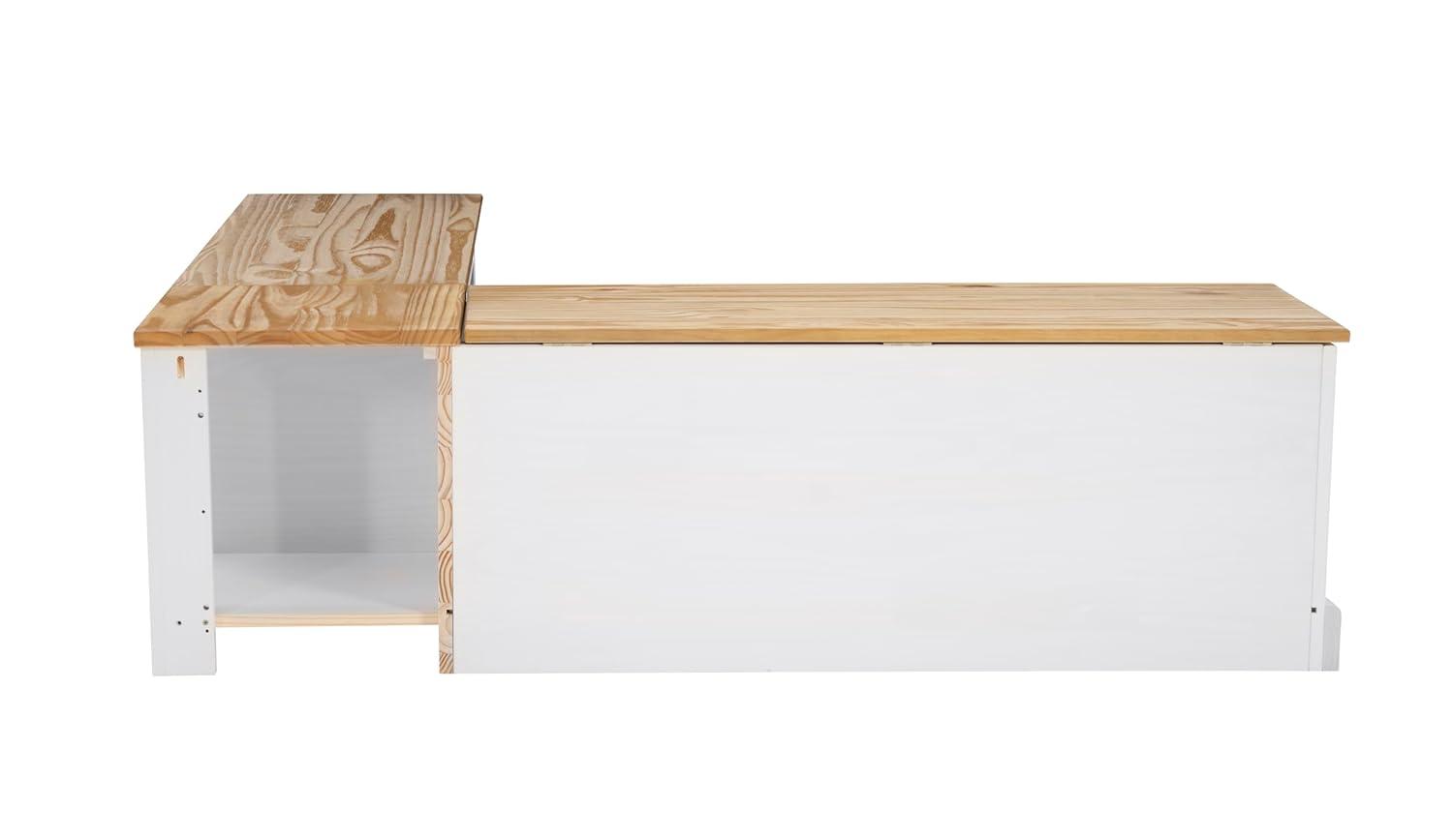 Linon Harris Natural and White Two Tone Backless Corner Breakfast Nook - Nook Only, Table is NOT Included