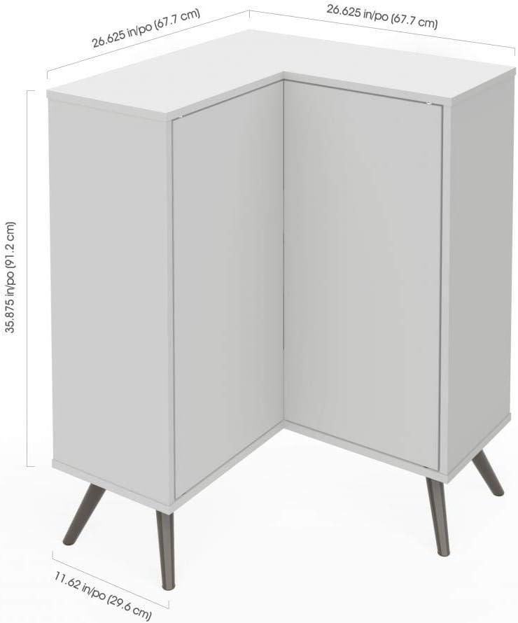 Bestar Armario de Almacenamiento de Madera de Esquina Krom en Blanco