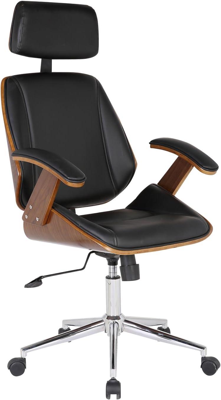 Armen Living Century Modern Faux Leather Office Chair in Black