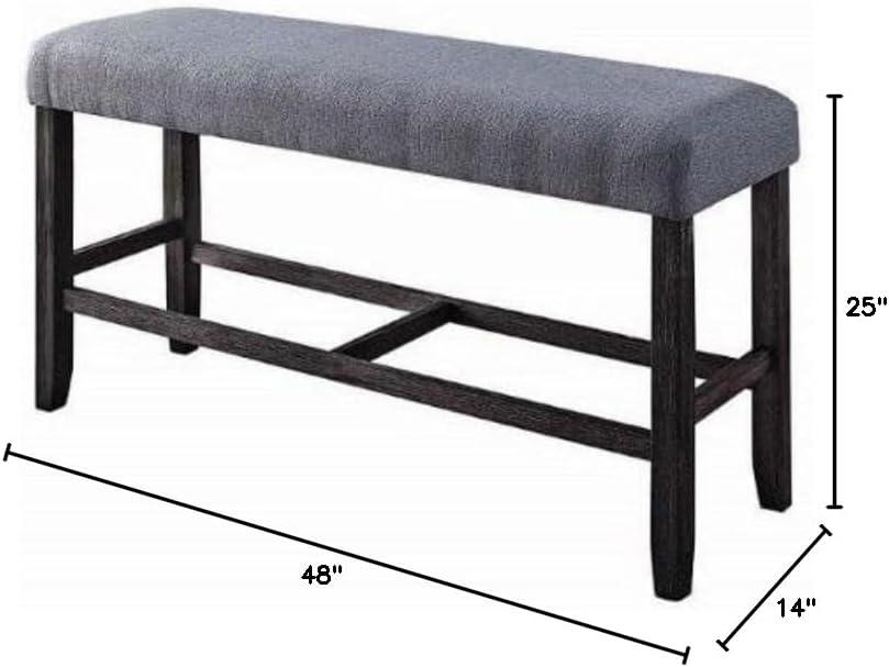 Acme Furniture 48" Yelena Fabric Counter Height Bench Weathered Espresso : Linen Upholstery, Wood Frame