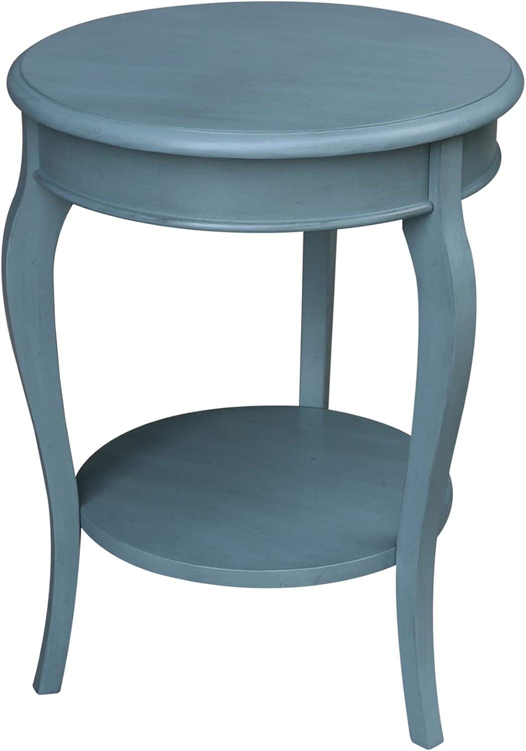 International Concepts Cambria Solid Wood Round End Table in Ocean Blue